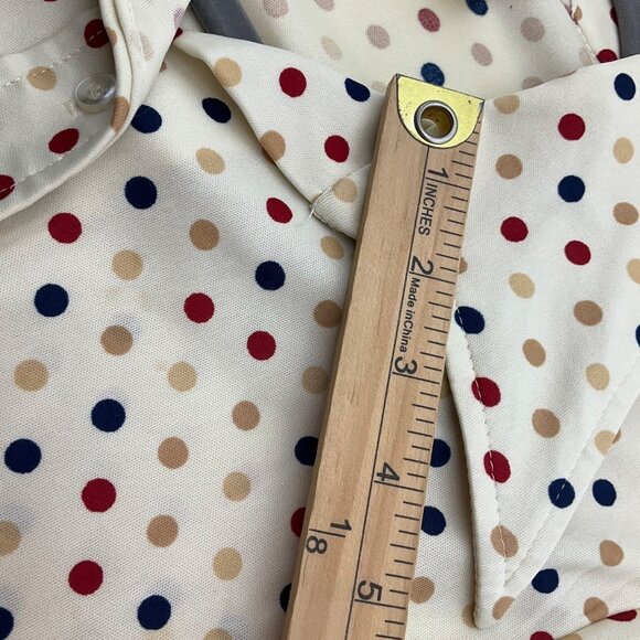 VTG 70's Kokobay By Eccobay Medium Polka Dot Button-Up Shirt Dagger Collar - Picture 11 of 14